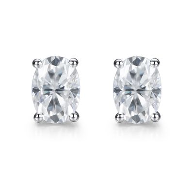 18k oro moissanita diamantes ovalado pendientes pernos para el regalo