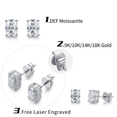 18k oro moissanita diamantes ovalado pendientes pernos para el regalo