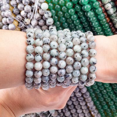 8MM Polido Natural Kiwi Perlas de Jaspe Hacer Joyería Collar Brazalete Ahorro
