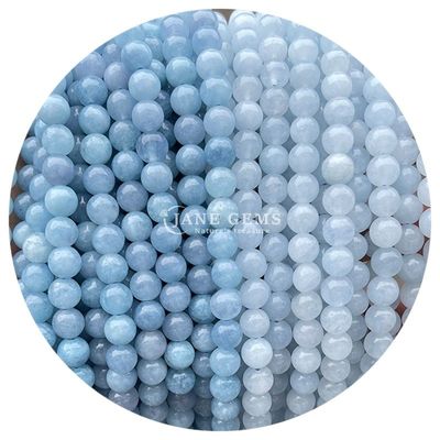 Venta al por mayor de cuentas redondas de piedra natural cuentas redondas sueltas de piedras preciosas accesorios 8mm de aguamarina cuentas sueltas para joyería DIY