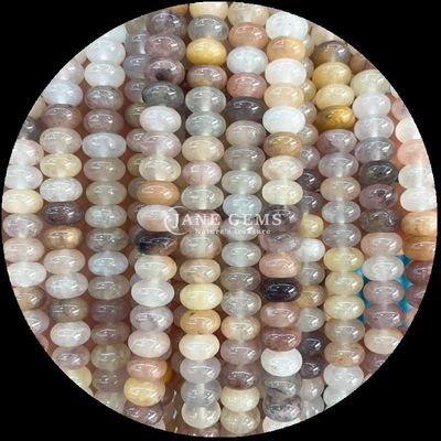 Perlas de gemas tamaño personalizado Rondelle Ábaco forma de piedra preciosa opalita dorada seda hilos de perlas sueltas para la fabricación de joyas