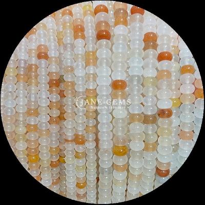 Perlas de gemas tamaño personalizado Rondelle Ábaco forma de piedra preciosa opalita dorada seda hilos de perlas sueltas para la fabricación de joyas