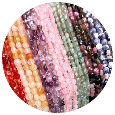 Cuerdas de forma plana con facetas de cristal piedra preciosa redonda con forma suelta hebras de cuentas sueltas para hacer joyas