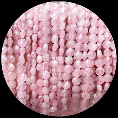 Perlas de forma plana con facetas de cristal piedra preciosa forma redonda amatista rosa cuarzo hilos de perlas sueltas para la fabricación de joyas DIY
