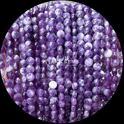 Perlas de forma plana con facetas de cristal piedra preciosa forma redonda amatista rosa cuarzo hilos de perlas sueltas para la fabricación de joyas DIY