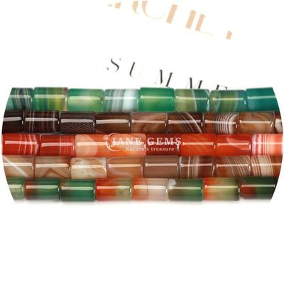Venta al por mayor de cristal natural de piedra preciosa cilindro de forma de cuentas de agate cilíndrico a rayas accesorios de cuentas sueltas para joyería DIY