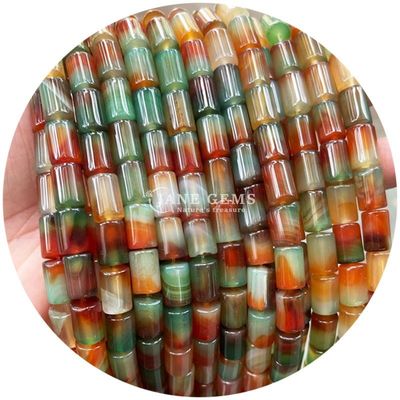 Venta al por mayor de cristal natural de piedra preciosa cilindro de forma de cuentas de agate cilíndrico a rayas accesorios de cuentas sueltas para joyería DIY