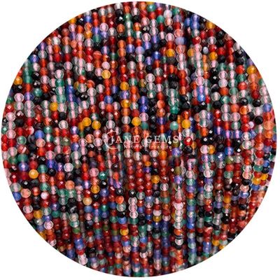 Perlas de gemas cristalinas naturales de cara redonda forma pequeña dalmataña jaspe rubí zoisite hebras sueltas de perlas para pulseras