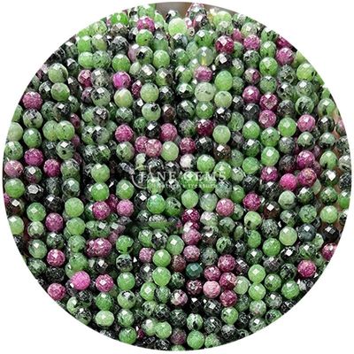 Perlas de gemas cristalinas naturales de cara redonda forma pequeña dalmataña jaspe rubí zoisite hebras sueltas de perlas para pulseras