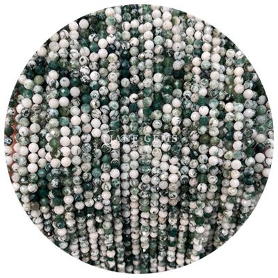 Perlas de gemas cristalinas naturales de cara redonda forma pequeña dalmataña jaspe rubí zoisite hebras sueltas de perlas para pulseras