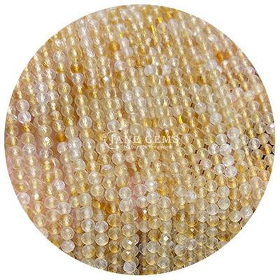 Perlas de gemas cristalinas naturales de forma redonda con facetas pequeñas de cítrico de piedra de sol de perlas sueltas