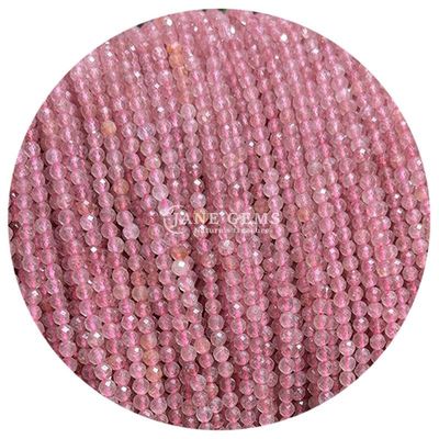 Fresa de cuarzo rosa ópal gemas cuentas cristalinas naturales con facetas redondas forma pequeña hilos de cuentas sueltas para pulseras