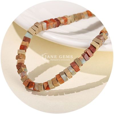 Gratuito Perlas sueltas de jade natural Perlas sueltas de ópalo blanco real Perlas sueltas de corte cuadrado Forma suelta Perlas espaciadoras para joyería DIY