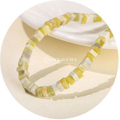 Gratuito Perlas sueltas de jade natural Perlas sueltas de ópalo blanco real Perlas sueltas de corte cuadrado Forma suelta Perlas espaciadoras para joyería DIY