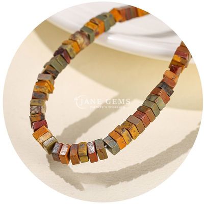 Gratuito Perlas sueltas de jade natural Perlas sueltas de ópalo blanco real Perlas sueltas de corte cuadrado Forma suelta Perlas espaciadoras para joyería DIY
