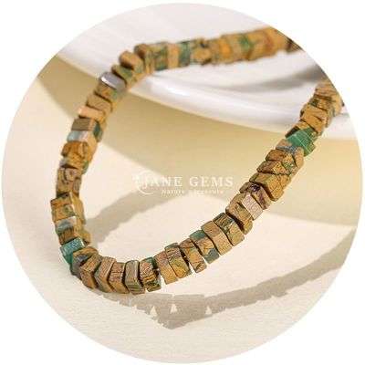 Gratuito Perlas sueltas de jade natural Perlas sueltas de ópalo blanco real Perlas sueltas de corte cuadrado Forma suelta Perlas espaciadoras para joyería DIY