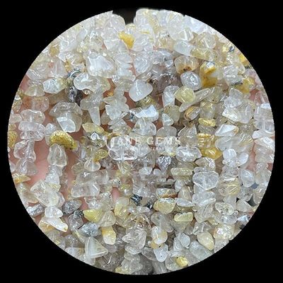 Citrino Negro Gemas Rutiladas Perlas Cristal Natural Forma Irregular Chips de grava Piedra de Perlas Sueltas para Brazaletes