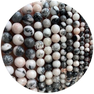 Granel de Piedra Natural Perlas Rondas sueltas de 8 mm Zebra Rosa Perlas Sueltas de Jaspe Turmalina Perlas Redondas Espaciadores para Joyería