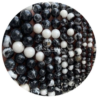 Granel de Piedra Natural Perlas Rondas sueltas de 8 mm Zebra Rosa Perlas Sueltas de Jaspe Turmalina Perlas Redondas Espaciadores para Joyería