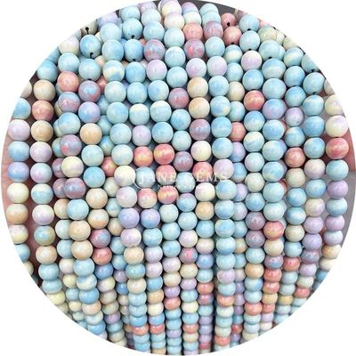 Granel de Piedra Natural Perlas Rondas sueltas de 8 mm Zebra Rosa Perlas Sueltas de Jaspe Turmalina Perlas Redondas Espaciadores para Joyería