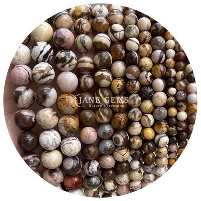 Granel de Piedra Natural Perlas Rondas sueltas de 8 mm Zebra Rosa Perlas Sueltas de Jaspe Turmalina Perlas Redondas Espaciadores para Joyería