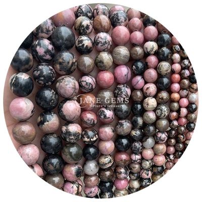 Granel de Piedra Natural Perlas Rondas sueltas de 8 mm Zebra Rosa Perlas Sueltas de Jaspe Turmalina Perlas Redondas Espaciadores para Joyería