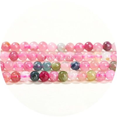 Venta al por mayor de piedras preciosas naturales cuentas sueltas redondas 8 mm multicolores de turmalina cuentas sueltas redondas de ágata cuentas espacios para joyería