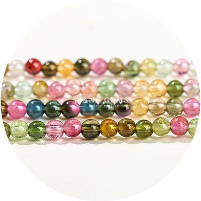 Venta al por mayor de piedras preciosas naturales cuentas sueltas redondas 8 mm multicolores de turmalina cuentas sueltas redondas de ágata cuentas espacios para joyería