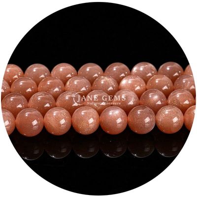Venta al por mayor Natural 2A Flor de ciruela Turmalina Redonda Perlas sueltas Piedra de luna Florita Piedra de sol Perlas espaciadoras para joyas