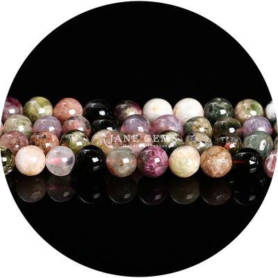 Venta al por mayor Natural 2A Flor de ciruela Turmalina Redonda Perlas sueltas Piedra de luna Florita Piedra de sol Perlas espaciadoras para joyas