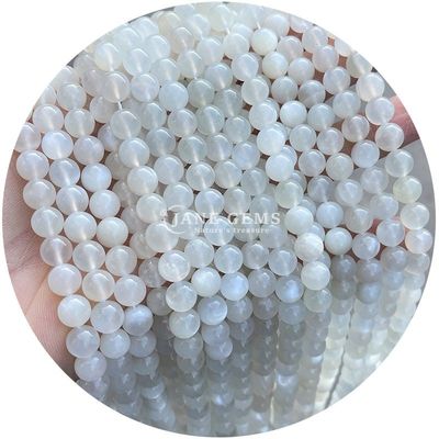 Venta al por mayor Natural 2A Turmalina Redonda Perlas sueltas de piedra lunar Perlas de piedra suelta de arco iris Perlas de fluorito espaciadores para joyas