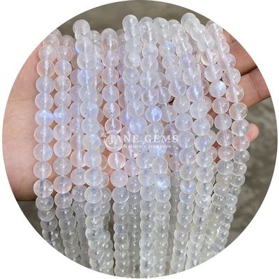 Venta al por mayor Natural 2A Turmalina Redonda Perlas sueltas de piedra lunar Perlas de piedra suelta de arco iris Perlas de fluorito espaciadores para joyas