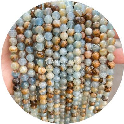 Venta al por mayor Natural 2A Turmalina Redonda Perlas sueltas de piedra lunar Perlas de piedra suelta de arco iris Perlas de fluorito espaciadores para joyas