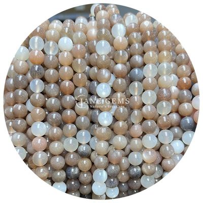 Venta al por mayor Natural 2A Turmalina Redonda Perlas sueltas de piedra lunar Perlas de piedra suelta de arco iris Perlas de fluorito espaciadores para joyas