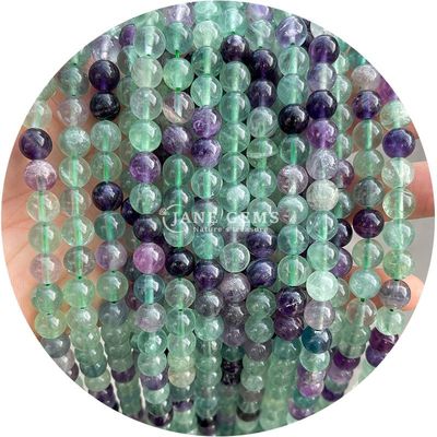 Venta al por mayor Natural 2A Turmalina Redonda Perlas sueltas de piedra lunar Perlas de piedra suelta de arco iris Perlas de fluorito espaciadores para joyas