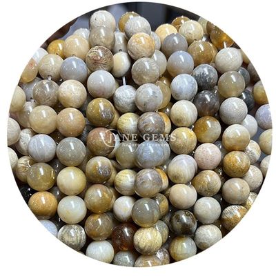 Venta al por mayor Natural 2A Turmalina Redonda Perlas sueltas de piedra lunar Perlas de piedra suelta de arco iris Perlas de fluorito espaciadores para joyas
