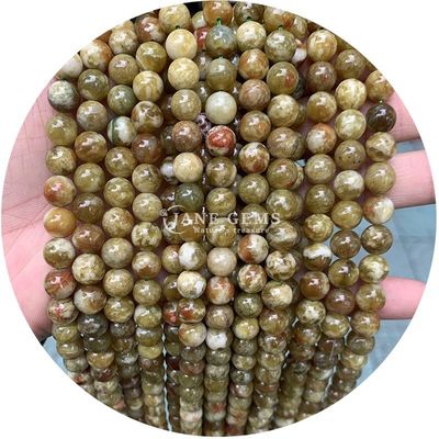 Venta al por mayor Natural 2A Turmalina Redonda Perlas sueltas de piedra lunar Perlas de piedra suelta de arco iris Perlas de fluorito espaciadores para joyas