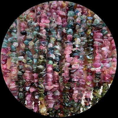 Turmalina Natural Turquesa Perlas Cristal Natural Forma Irregular Chips de grava Piedra de Perlas Sueltas para Brazaletes