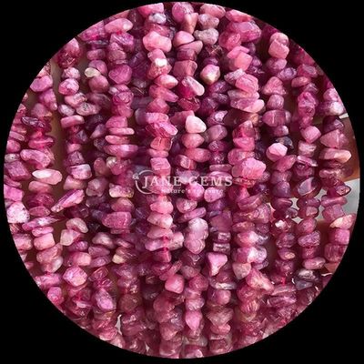 Perlas de gema de turmalina rosa de cristal natural de forma irregular de la piedra de grava de las filamentos de perlas sueltas para pulseras