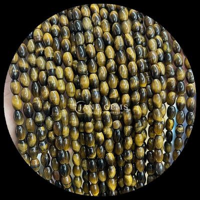 Ojo de tigre amarillo aventurino gemas natural cristal de arroz forma de piedra hilos de cuentas sueltas para pulseras