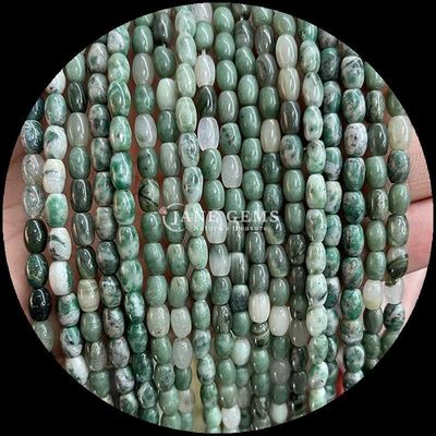 Agata india punto verde limón jade gemas natural cristal de arroz forma de piedra hilos de cuentas sueltas para pulseras