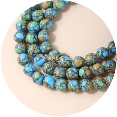 Venta al por mayor Howlite piedra redonda cuentas sueltas turquesa cuentas sueltas cuentas redondas espaciadores para la fabricación de joyas