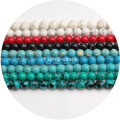 Venta al por mayor Howlite piedra redonda cuentas sueltas turquesa cuentas sueltas cuentas redondas espaciadores para la fabricación de joyas
