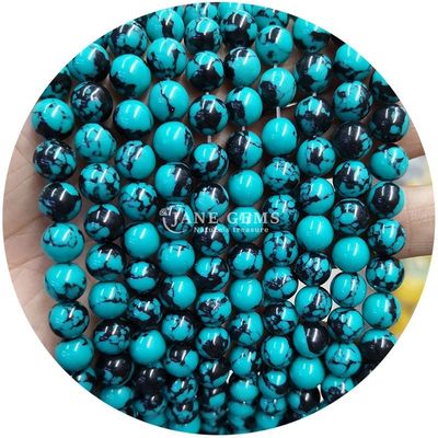Venta al por mayor Howlite piedra redonda cuentas sueltas turquesa cuentas sueltas cuentas redondas espaciadores para la fabricación de joyas