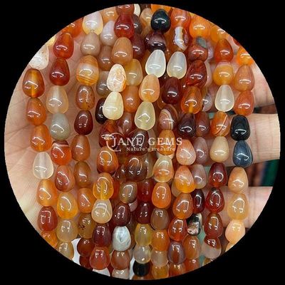 Jaspe rojo opalita ojo de tigre perlas de gemas cristal natural de agua gota forma de piedra hilos de perlas sueltas para pulseras