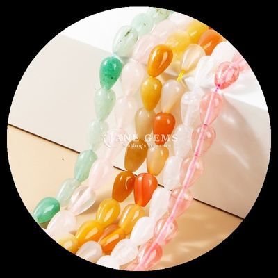 Lapislázuli Verde Aventurine Gem Perlas de cristal natural de agua gota de forma de piedra hilos de perlas sueltas para pulseras
