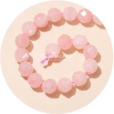 Venta al por mayor de piedras preciosas naturales auténticas cuentas sueltas de cristal con facetas cuentas sueltas de piedra rosa de cuarzo cuentas de piedra para artesanía