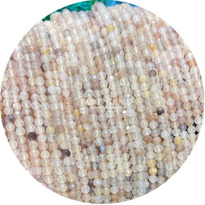 Venta al por mayor de piedras semipreciosas con facetas de perlas con facetas de piedras sueltas con accesorios de perlas de piedra rosa con espaciador de perlas de cuarzo