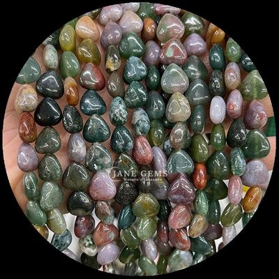 Jade Blanco Oro Arenisca Perla Gem Natural Cristal Forma de Corazón Piedra de Perlas Sueltas para Brazaletes