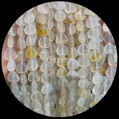 Jade Blanco Oro Arenisca Perla Gem Natural Cristal Forma de Corazón Piedra de Perlas Sueltas para Brazaletes